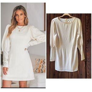 NEW Cupshe Ivory Gigot Sleeve Mini Dress, XL